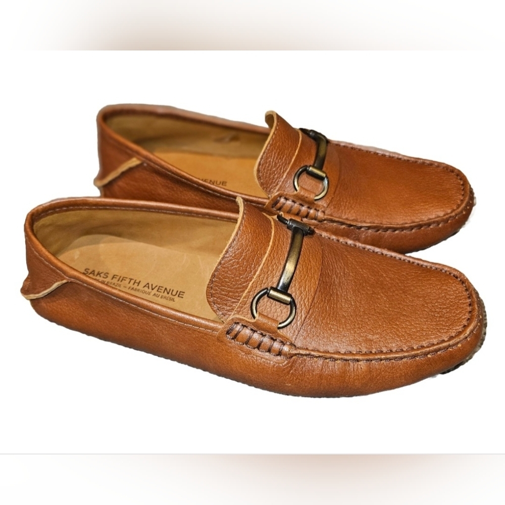 Saks Fifth Avenue Cognac Leather Bit Loafers